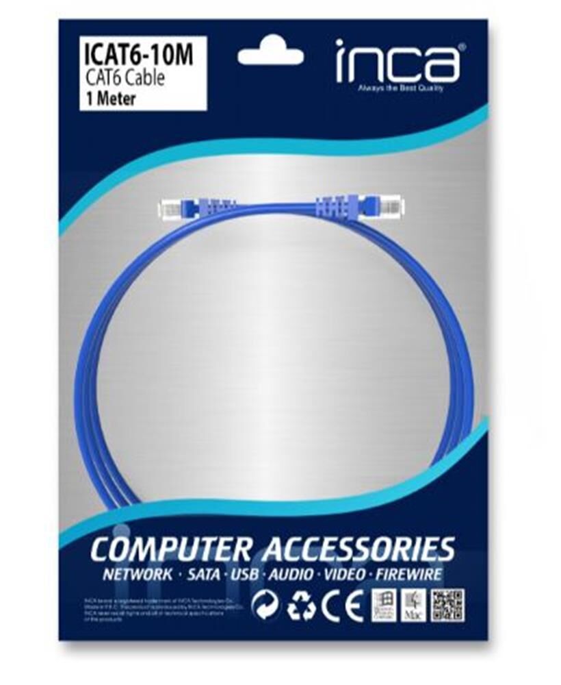 Inca ICAT6-10M 10 Metre Gri CAT6 UTP Patch Ağ Kablosu