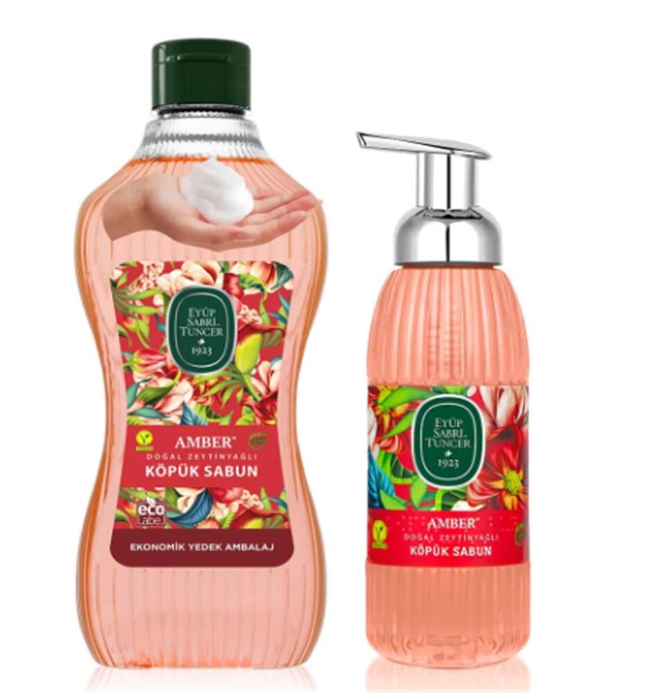 Eyüp Sabri Tuncer Amber Doğal Zeytinyağlı Köpük Sabun Seti - 1,5 L Yedek + 500 ml Pompalı