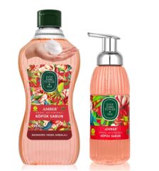 Eyüp Sabri Tuncer Amber Doğal Zeytinyağlı Köpük Sabun Seti - 1,5 L Yedek + 500 ml Pompalı