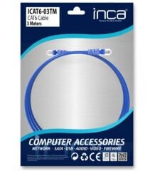 Inca ICAT6-03TM 3 Metre Mavi Cat6 UTP Patch İnternet Kablosu