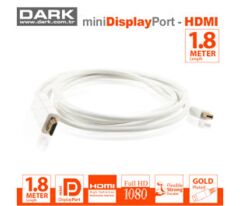 Dark MDPXHDMIL180 1.8 Metre Mini DisplayPort (Mini DP) – HDMI Kablo Altın Kaplama 1080p Full HD Yüksek Hızlı Saf Bakır PVC Kaplama DK‑CB‑MDPXHDMIL180