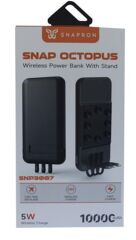 SnapMax SNP-3007 10000mAh Vantuzlu Kablosuz Şarj ve Dahili 3in1 Kablolu Siyah Powerbank