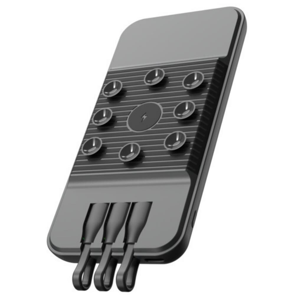 SnapMax SNP-3007 10000mAh Vantuzlu Kablosuz Şarj ve Dahili 3in1 Kablolu Siyah Powerbank