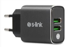 S-link SW-EHT36M 2 USB, 3.1A Metal Ev Sarj Cihazı ve Type-C Data + Sarj Kablosu