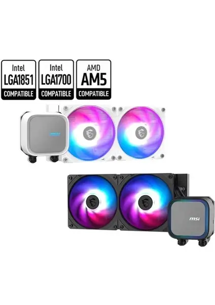 MSI MAG CORELIQUID A13 240 WHITE ARGB 240mm AM5 / LGA1851 / LGA1700 Uyumlu AIO Sıvı İşlemci Soğutucu