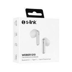 S-link Weber G10 Beyaz Bluetooth V5.1 TWS Dokunmatik Kablosuz Mikrofonlu Kulak İçi Kulaklık