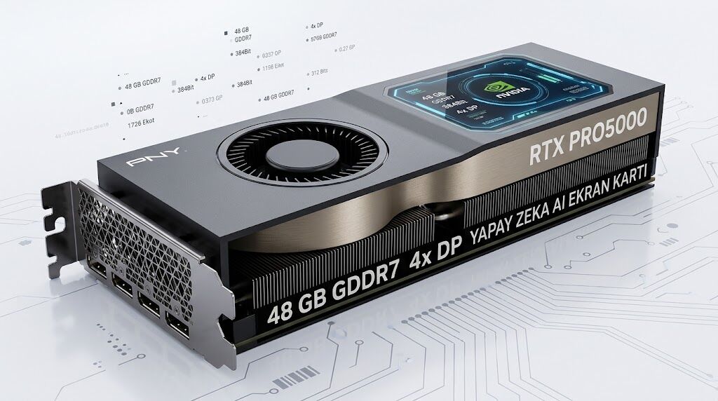 48 GB PNY RTX PRO5000 DDR7 384Bit 4xDP Soğutuculu Yapay Zeka AI Ekran Kartı