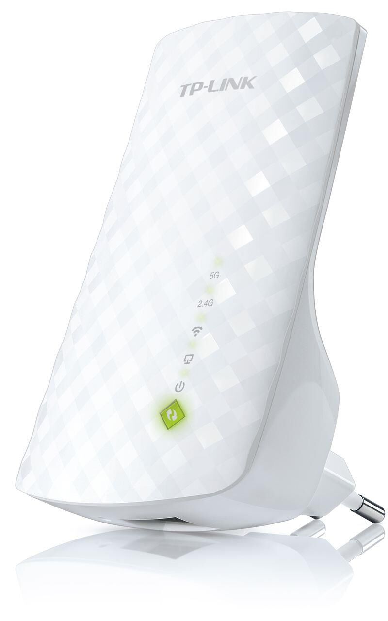 TP‑LINK RE200 AC750 Dual Band Kablosuz Menzil Genişletici – 300 Mbps (2.4 GHz) + 433 Mbps (5 GHz), Ethernet Portlu, OneMesh™ Uyumlu, Duvar Priz Tipi, Beyaz