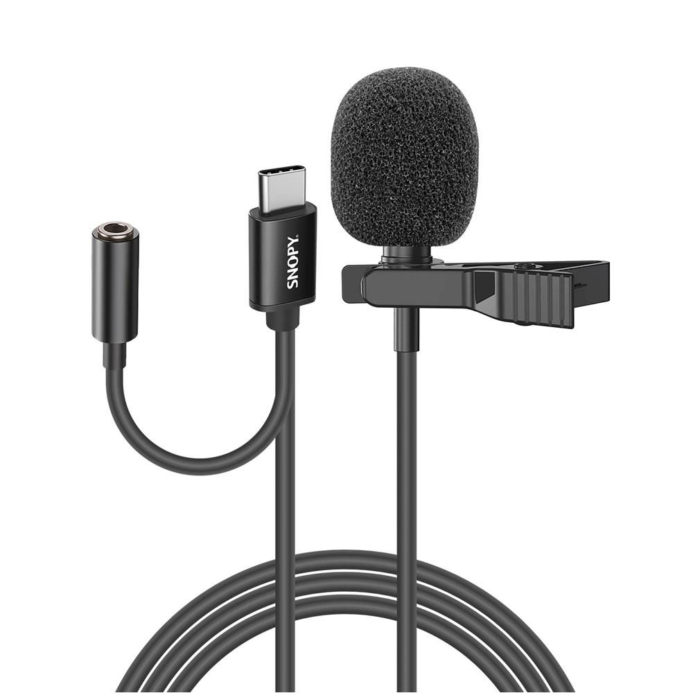 Snopy SN-MTK45 Siyah Type-C Tik-Tok Akıllı Telefon Kulaklık Çıkışlı Yaka Mikrofonu