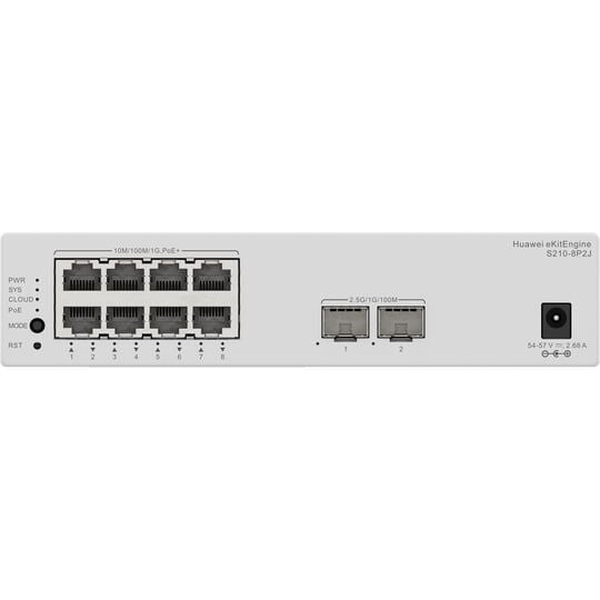 HUAWEI EKITENGINE S210-8P2J 8 PORT GIGABIT + 2 PORT 2.5G SFP UPLINK CLOUD YÖNETİLEBİLİR L2 128W POE METAL KASA SWITCH