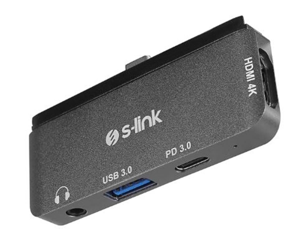 S-link SWV-USBC035 — USB-C (Alt Mode) to HDMI + PD (USB-C Power Delivery) + USB 3.0 (A) + 3.5 mm AUX Çoklu Port Çevirici Adaptör