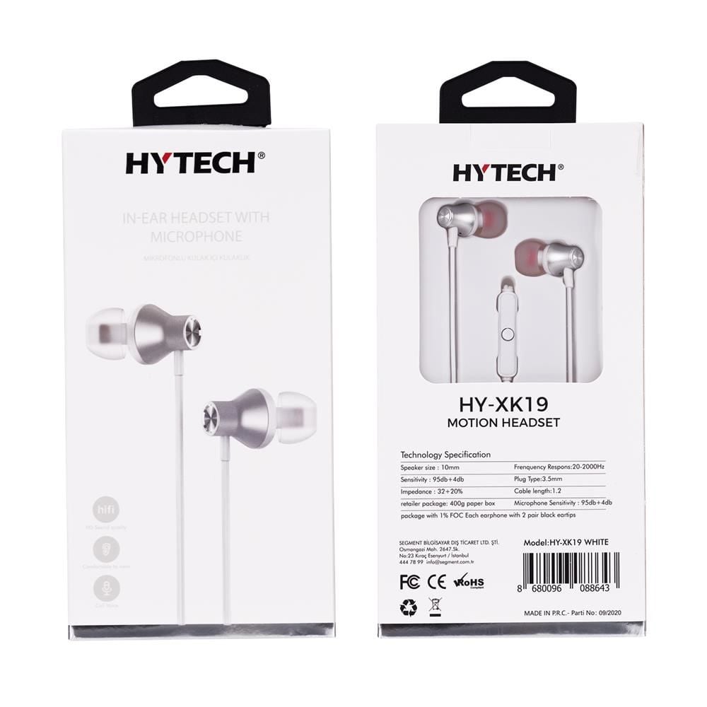 Hytech HY-XK19 Beyaz 3.5mm Mikrofonlu Kulak İçi Kulaklık