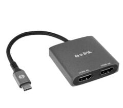 S-link SWV-USBC026 — Metal Gövdeli USB-C (Alt Mode) to Dual HDMI Adaptör, 4K@30Hz destekli, Gri