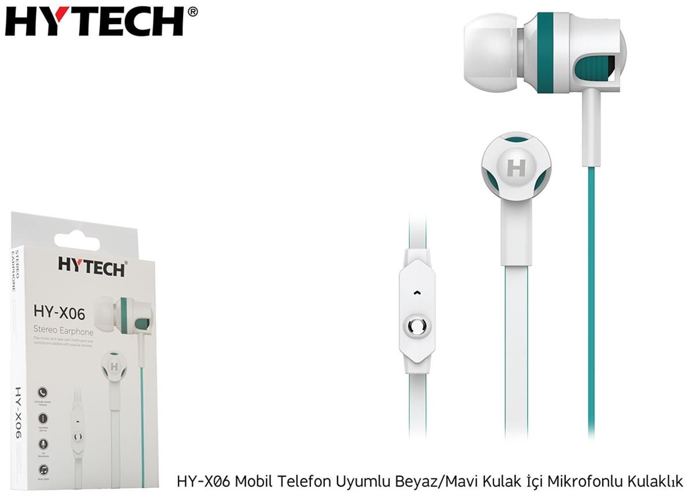 Hytech HY-X06 Beyaz-Mavi 3.5mm Mikrofonlu Kulak İçi Kulaklık