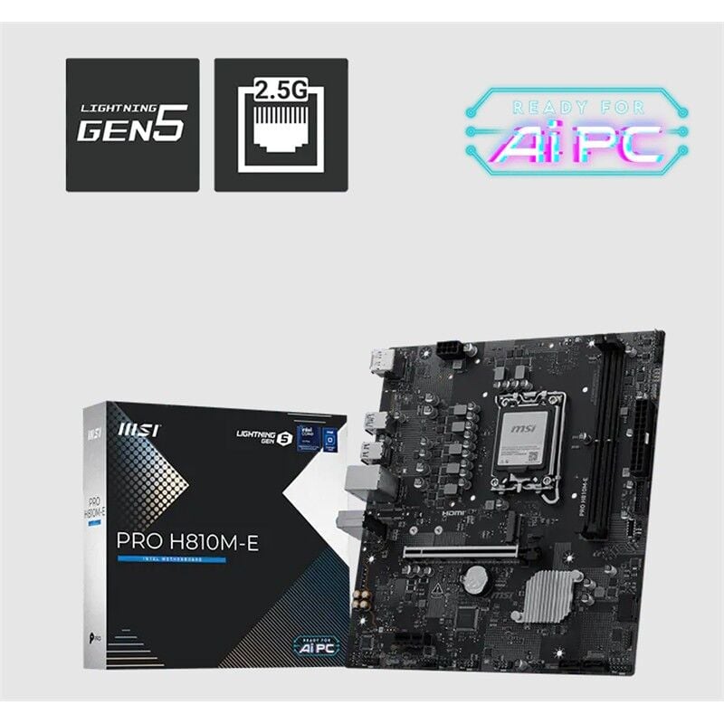 MSI PRO H810M-E DDR5 Intel H810 Soket 1851 6400MT/s(OC) M.2 mATX Anakart