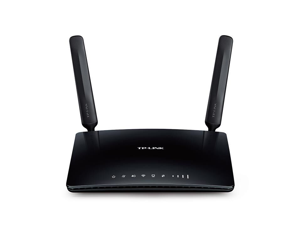 TP‑LINK Archer MR200 AC750 Dual‑Band Wi‑Fi 5 4G LTE Router – 300 Mbps@2.4 GHz + 433 Mbps@5 GHz, 4x10/100 Mb/s LAN, 1xLAN/WAN, Mikro SIM, 2×4G LTE harici anten
