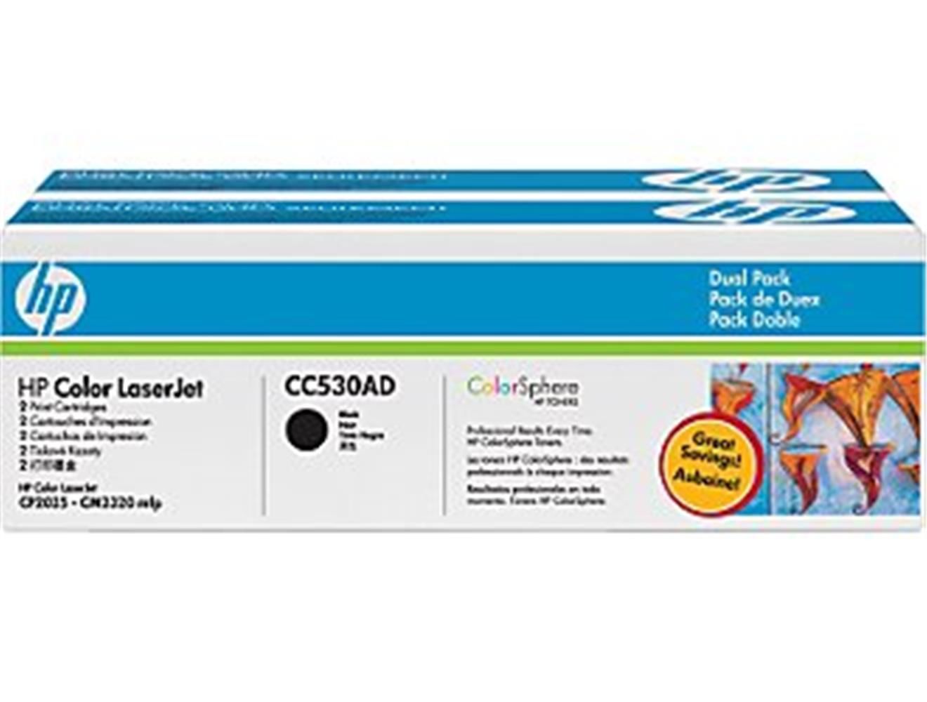 HP 304A Black (Siyah) 2'li Ekonomik Paket LaserJet Toner Kartuşları (2 x 3.500 Sayfa) - CC530AD