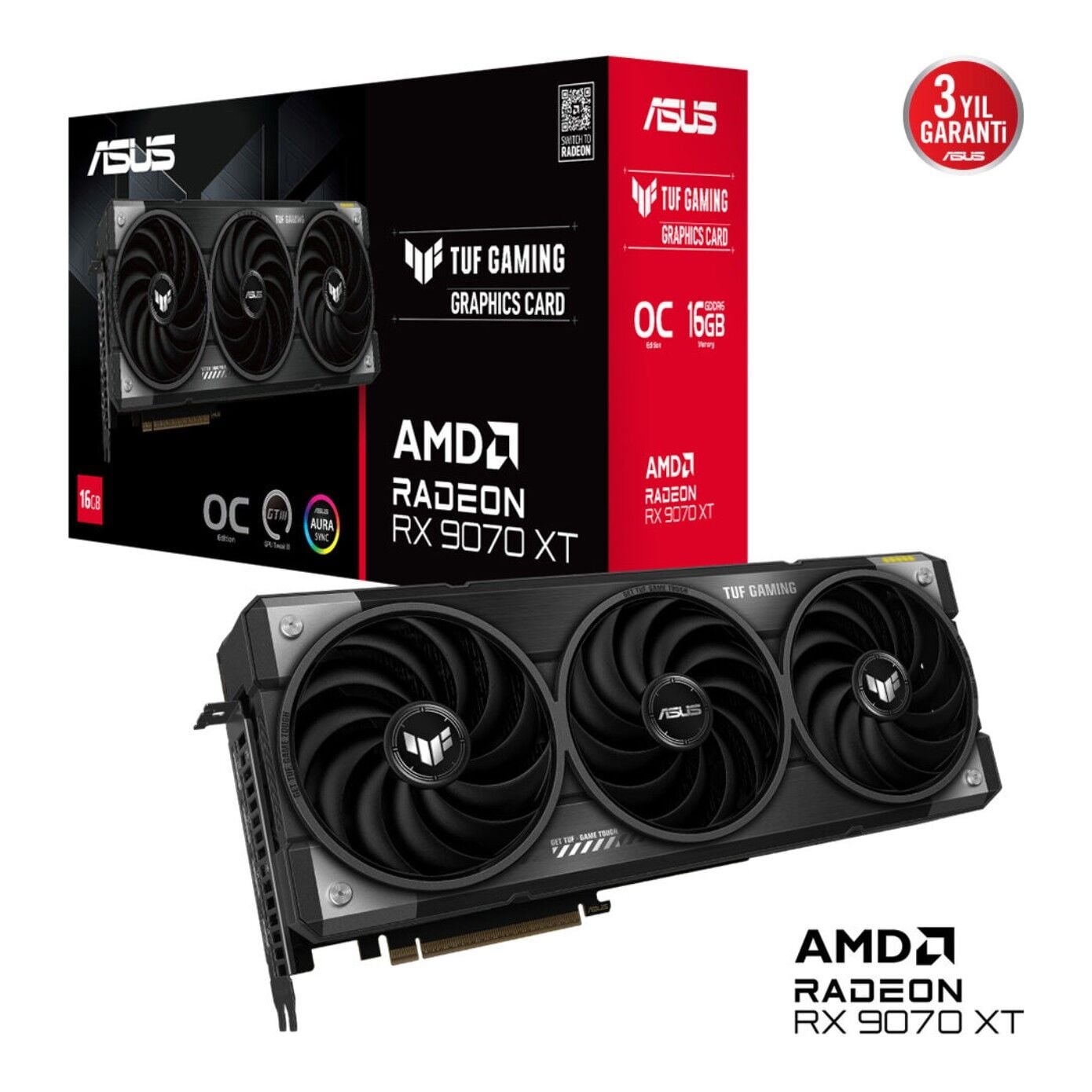 16 GB ASUS TUF-RX9070XT-O16G-GAMING AMD RX 9070XT GDDR6 OC EKRAN KARTI