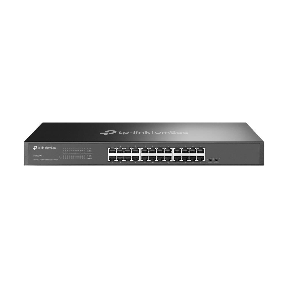 TP‑Link Omada DS1024G 24× 10/100/1000 Mbps Gigabit RJ45 Fanless Çelik Kasa, 19″ Rack‑Mountable, Isolation & Loop Prevention Modlu Unmanaged Switch