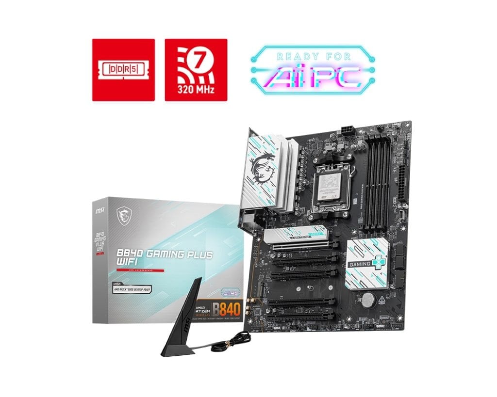 MSI B840 GAMING PLUS WIFI AM5 DDR5 8000(OC) MHz 4‑DIMM 256 GB ATX Anakart Wi‑Fi 7 2.5G LAN PCIe 4.0 M.2
