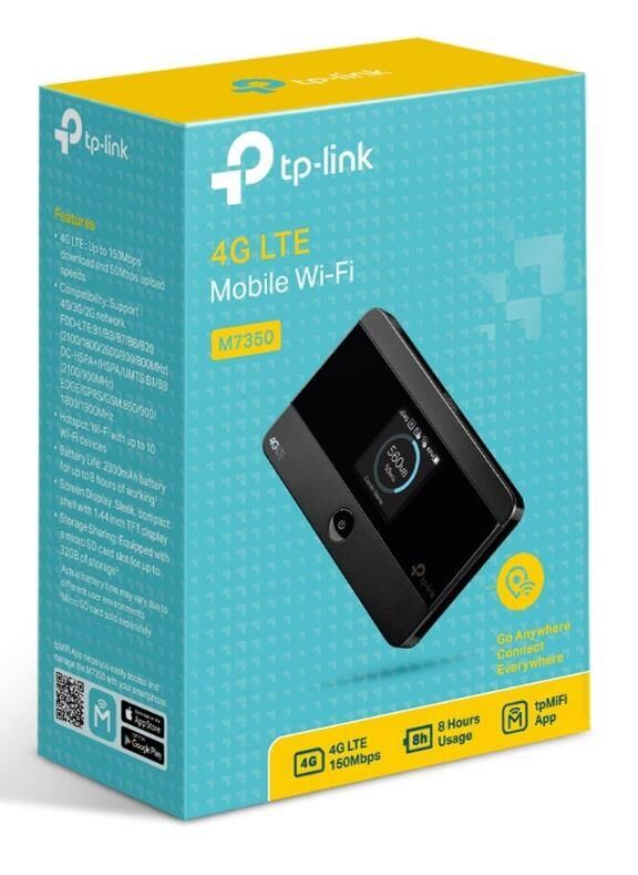 TP‑LINK M7350 300 Mbps 4G LTE Cat4 Mobil Kablosuz Router – 2550 mAh Batarya, Mikro SD Kart Girişi, 2.4/5 GHz Dual‑Band, OLED Ekran