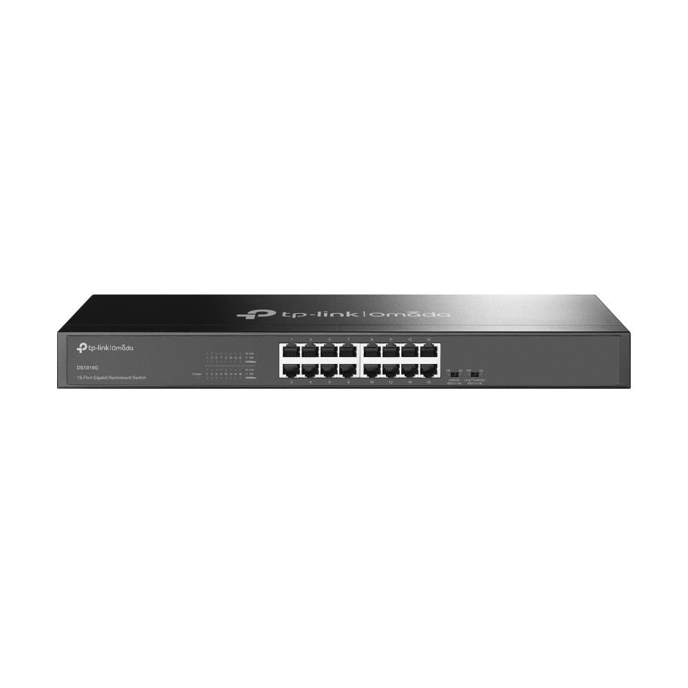 Omada TP‑Link DS1016G 16 Port 10/100/1000 Mbps Gigabit RJ45 Fanless Çelik Kasa 1U Rack‑Mount Unmanaged Easy Smart Switch