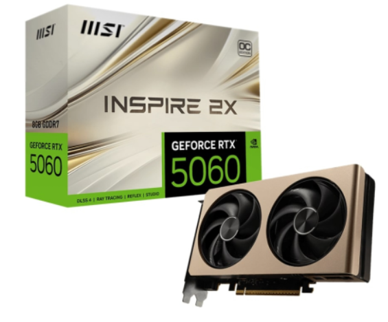 MSI GeForce RTX 5060 8G Inspire 2X OC 8GB GDDR7 128 Bit DLSS 4 Gaming Ekran Kartı