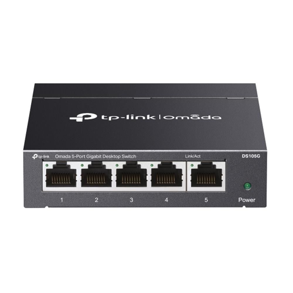 Omada TP‑Link DS105G 5 Port 10/100/1000 Mbps Metal Çelik Kasalı Sessiz Fanless Unmanaged Desktop/Wall/Rack‑Mount Switch