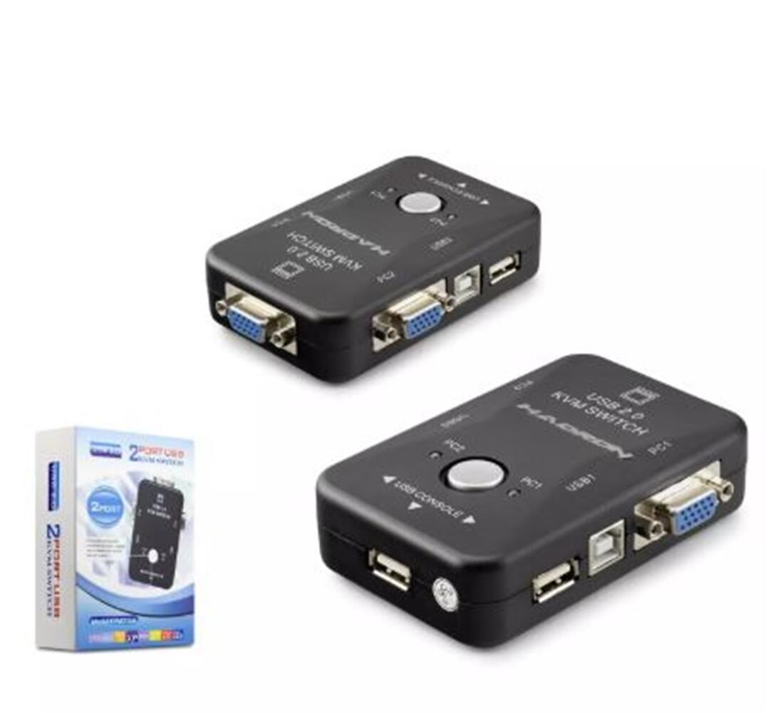 Hadron HDX1360 VGA USB KVM Switch 2 Giriş 1 Çıkış Siyah