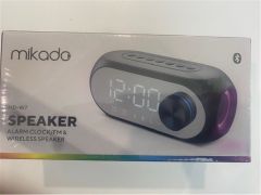 Mikado MD-W7 5W Siyah Bluetooth/AUX/USB/FM Double Alarmlı Saat Speaker 1200mAh