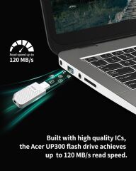 Acer 8GB USB 3.2 Gen 1 UP300-8GB-WH Beyaz Flash Bellek (120-100 MB-s) Okuma-Yazma