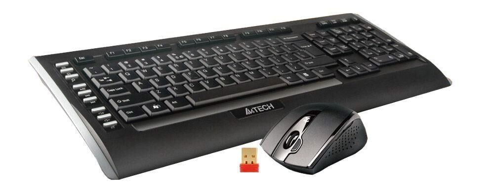 A4 Tech 9300F V-Track 2.4GHz Kablosuz Multimedya Klavye Mouse Seti - Siyah (Türkçe Q)
