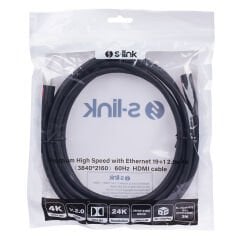 S-Link SL-HDM4K13 3 Metre HDMI to HDMI v2.0 4K 60Hz 19+1 Altın Uçlu Görüntü ve Ses Kablosu