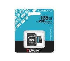 KINGSTON 128GB CanvasGo+ microSDXC 200MB/s A2 U3 V30 Card + Adaptör
