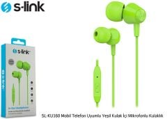 S-link SL-KU160 Yeşil Mobil Telefon Uyumlu Mikrofonlu Kulak İçi Kulaklık