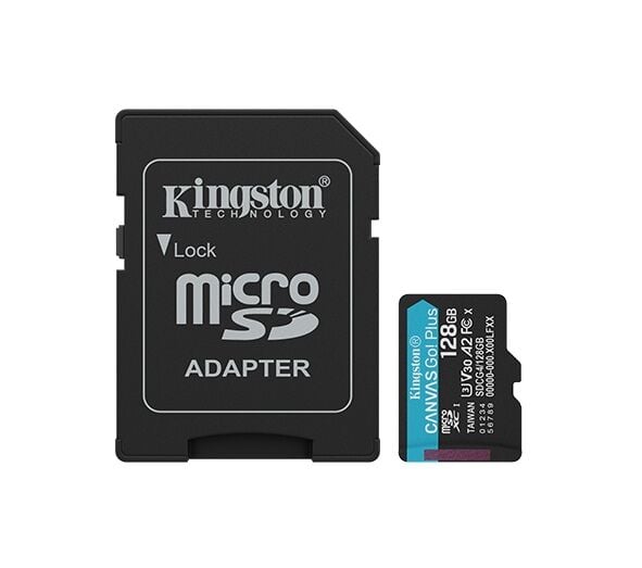 KINGSTON 128GB CanvasGo+ microSDXC 200MB/s A2 U3 V30 Card + Adaptör