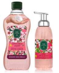 Eyüp Sabri Tuncer Japon Kiraz Çiçeği Doğal Zeytinyağlı Köpük Sabun Seti - 1,5 L Yedek + 500 ml Pompalı