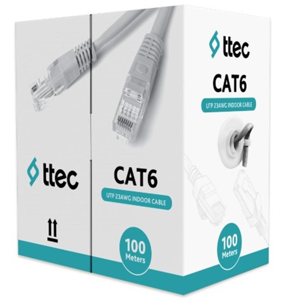 Ttec KBL-CAT6-23CCA-IN100G Cat6 CCA U/UTP İç Mekan PVC Gri 100 Metre Kablo