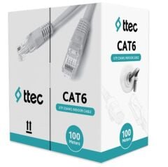 Ttec KBL-CAT6-23CCA-IN100G Cat6 CCA U/UTP İç Mekan PVC Gri 100 Metre Kablo