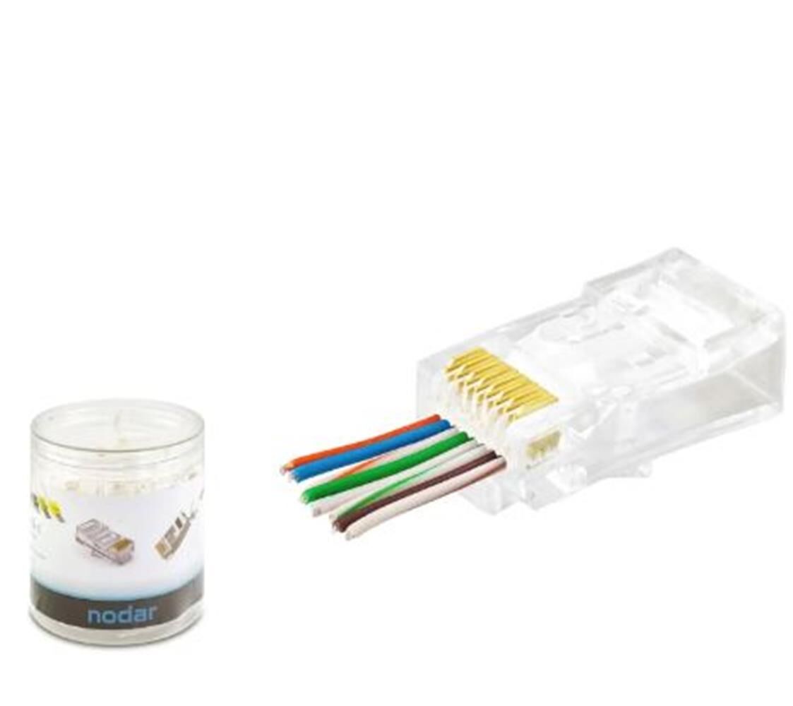 Nodar ND2407 Cat6 EZ-RJ45 Geçişli Konnektör - 100 Adet (Plastik Kutu)
