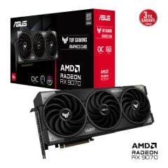 16 GB ASUS TUF-RX9070-O16G-GAMING RX 9070XT GDDR6 256 Bit 3XDP HDMI OC Ekran Kar
