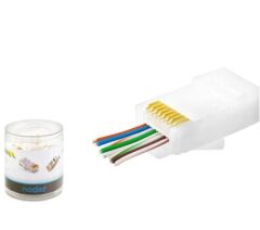 Nodar ND2406 Cat6 EZ-RJ45 Geçmeli Konnektör - 100 Adet Plastik Kutu (Beyaz)
