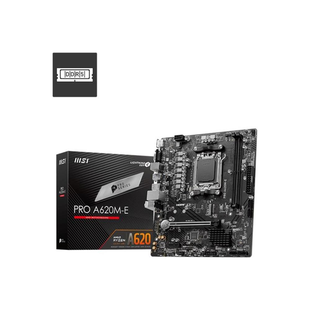 MSI PRO A620M‑E DDR5 6800 MHz (OC) Dual‑Channel 2×DIMM 96‑128 GB AM5 mATX Anakart – AMD A620 Chipset – Ryzen 7000/8000/9000‑Serisi CPU Uyumlu