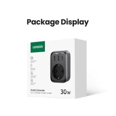UGREEN 90613 Akım Korumalı Duvar Prizi – 2×USB‑A + 1×USB‑C PD, 30 W Toplam Çıkış Güçlü GaN Hızlı Şarj Cihazı (ABS Siyah, Kısa Devre & Aşırı Akım & Aşırı Voltaj Koruma)