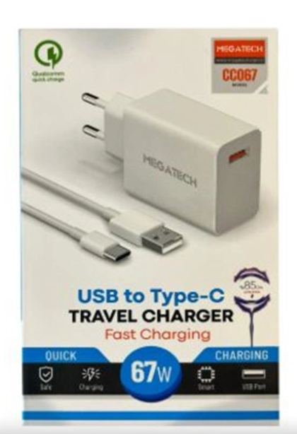 Megatech 45W PD/QC Hızlı Şarj Destekli Siyah USB-C Turbo Şarj Ev Şarj Başlığı