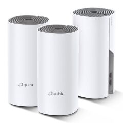 TP‑LINK Deco E4 AC1200 867 Mbps 5 GHz + 300 Mbps 2.4 GHz Dual‑Band Mesh Wi‑Fi Sistemi Üçlü Paket (3’lü), 100 Cihaz, WPA3 Destekli, 370 m² Kapsama, 2×10/100 Mbps Ethernet Portu