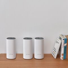TP‑LINK Deco E4 AC1200 867 Mbps 5 GHz + 300 Mbps 2.4 GHz Dual‑Band Mesh Wi‑Fi Sistemi Üçlü Paket (3’lü), 100 Cihaz, WPA3 Destekli, 370 m² Kapsama, 2×10/100 Mbps Ethernet Portu