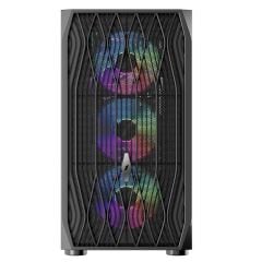 1ST PLAYER ARIYA AY7 Siyah 650W 80+ Bronze Sertifikalı PSU, 4×12 cm ARGB Fan, Temperli Cam Yan Panel, Mesh Ön Panel, USB 3.0 ATX Mid-Tower Kasa