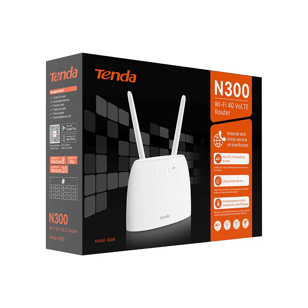 Tenda 4G06 N300 4G LTE VoLTE Destekli Kablosuz Router