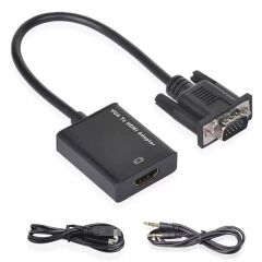 VCOM CG597 VGA Erkek to HDMI Dişi + AUX Ses Çıkışlı Aktif Dönüştürücü Adaptör